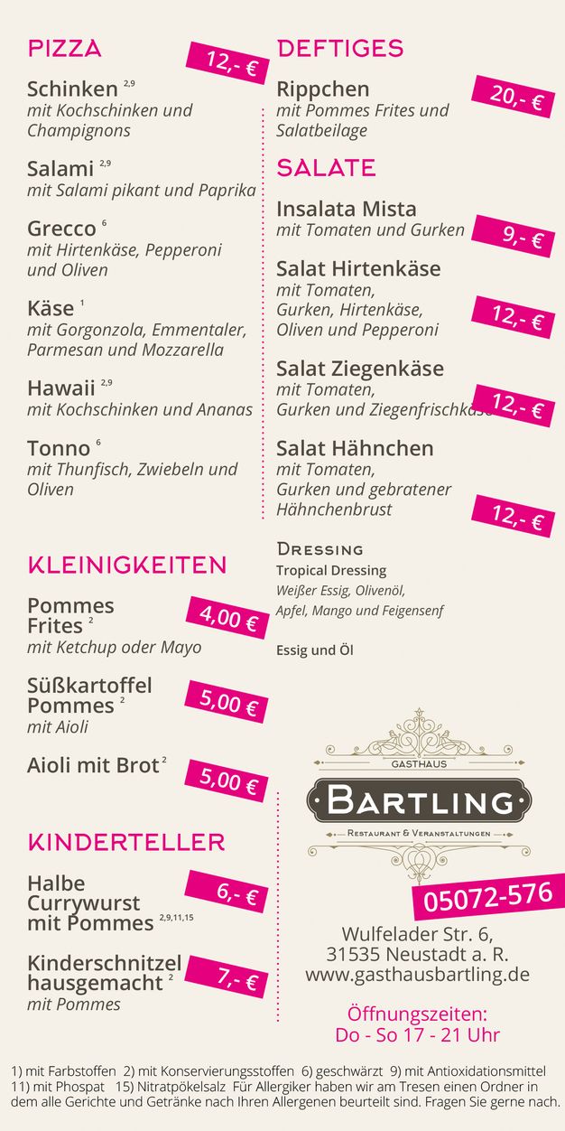 Unsere Außer-Haus-Karte